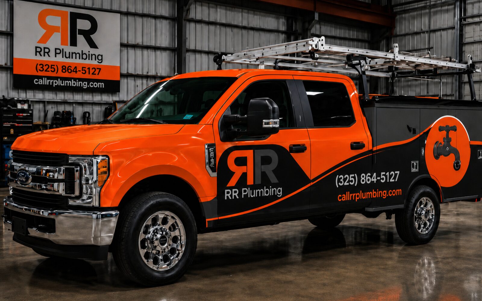 Double R Plumbing branded service truck